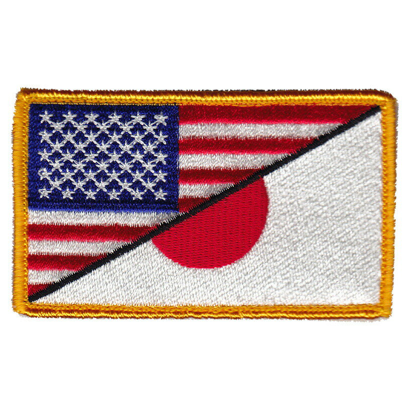 Military Patch（ミリタリーパッチ）フラッグ 2デザイン 米国旗x日の丸 フルカラーフック付き [ミルスペック比率]