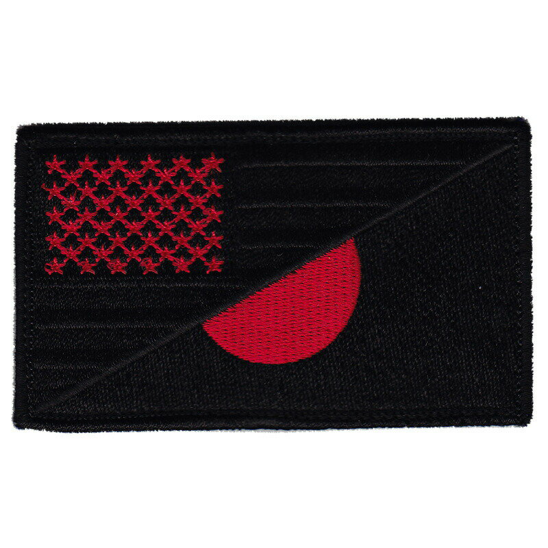 Military Patch（ミリタリーパッチ）フラッグ 2デザイン 米国旗x日の丸 ブラックxレッドベルクロ付き