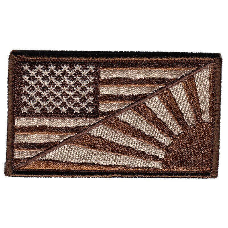 Military Patch（ミリタリーパッチ）フラッグ 2デザイン 米国旗x海軍旗／海上自衛隊旗 デザートフック付き