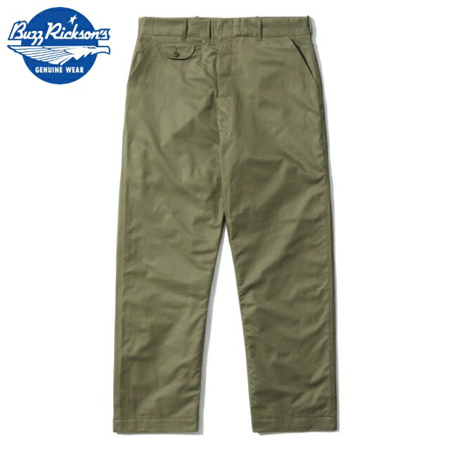 バズリクソンズ タイプ WL-1 “BUZZ RICKSON CORPORATION” [BR42589] 1940年代後半〜1950年代前半の米海軍フライトパンツを再現したモデル「WL-1」。 同時期に採用されたフライトジャケットAL-1とセットアップで着用されていたパンツであり、当時の防寒フライトスーツシステムを忠実に再現しています。 表地にはジャケットと同じコーマ糸による高密度コットンツイルを採用。 上品な光沢としなやかさを備え、強度と耐久性にも優れています。 ライニングにはウールフランネルを使用し、保温性を確保。 フロントはボタンフライ仕様で、ウエストにはベルトループとサスペンダーボタンを装備。 ヒップポケットとコインポケットにはフラップ付きデザインを採用し、収納物を落としにくい実用的な設計となっています。 米海軍において冬季用コットン素材のフライトスーツとしてはこのWL-1とAL-1が最後の世代となり、 以降はナイロン素材の“WEP”シリーズへと進化していきました。 カタログより WL-1は米海軍が1940年代後半から1950年代前半にかけて採用したフライトトラウザースで、 ジャケットのAL-1とのセットアップで着用するフライトスーツシステム。 素材はジャケットと同じコーマ糸を用いたしなやかなコットンツイルで、ライニングにはウールフランネルを使用し、防寒性を高めている。 ヒップポケットとコインポケットにはフラップが付き、中に入れたものを落とさないよう考慮された入念な設計。 フロントはボタンフライ仕様で、ウエストにはベルトループとサスペンダー用のボタンが設置されている。 米海軍において冬季用コットン素材のフライトスーツ、AL-1とWL-1が最後となって、次世代のナイロン製フライトスーツ“WEP”へと引き継がれるのである。 スペック / SPECIFICATIONS Lot No.：BR42589 モデル：TYPE WL-1 “BUZZ RICKSON CORPORATION” 素材：表地 コットン100%（コーマ糸コットンツイル） 裏地：ウールフランネル フロント：ボタンフライ ポケット：フラップ付き（ヒップ・コイン） 仕様：ベルトループ＋サスペンダーボタン付き カラー：01) OLIVE サイズ実寸目安（約 cm） ウエスト / レングス / 前股上 / 後股上 / ワタリ / ヒザ / 裾幅 W32：92.0 / 77.0 / 37.0 / 48.5 / 39.5 / 27.0 / 23.0 W34：98.0 / 77.0 / 38.5 / 50.0 / 40.5 / 28.5 / 24.0 W36：104.0 / 77.0 / 39.5 / 51.0 / 41.5 / 29.5 / 25.5 ※平置きで計測しています。計測方法や個体差により、多少の誤差が生じる場合がございます。 着用モデル / MODEL INFO 身長175cm、体重65kgのモデルがウエスト32インチを着用。