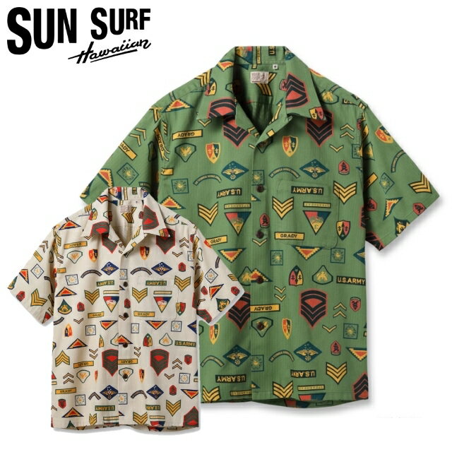 樂天商城 - SUN SURF（サンサーフ）COTTON HERRINGBONE HAWAIIAN SHIRT “INSIGNIA OF ARMY