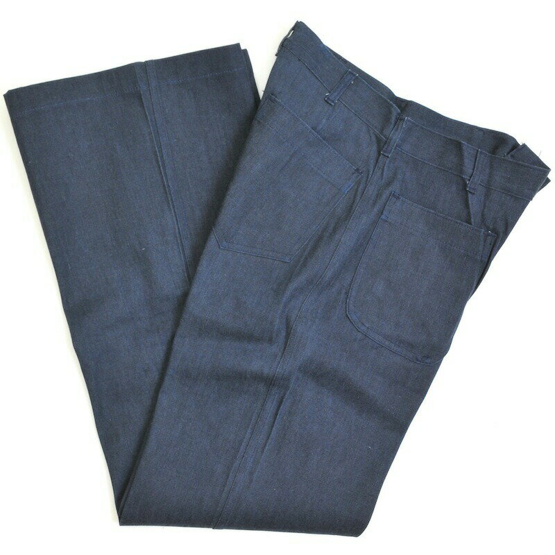 US（米軍放出品）US Navy Man 039 s Poly-Cotton Denim Utility Trousers 米海軍 ベルボトム