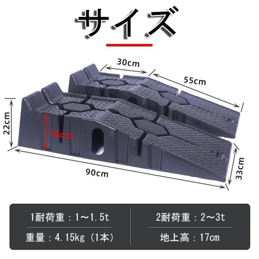 カースロープ ハイリフト スロープ 軽量 タイヤスロープ 整備用 ブラック スロープジャッキ ローダウン車対応 オイル交換 カースロープ 長さ90 × 幅33 × 高さ2