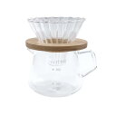 コーヒーサーバー コーヒードリッパー 耐熱ガラス 300ml コーヒーカラフェセット 直火可 プレゼント オリーブウッド レンジサーバー ティーポット