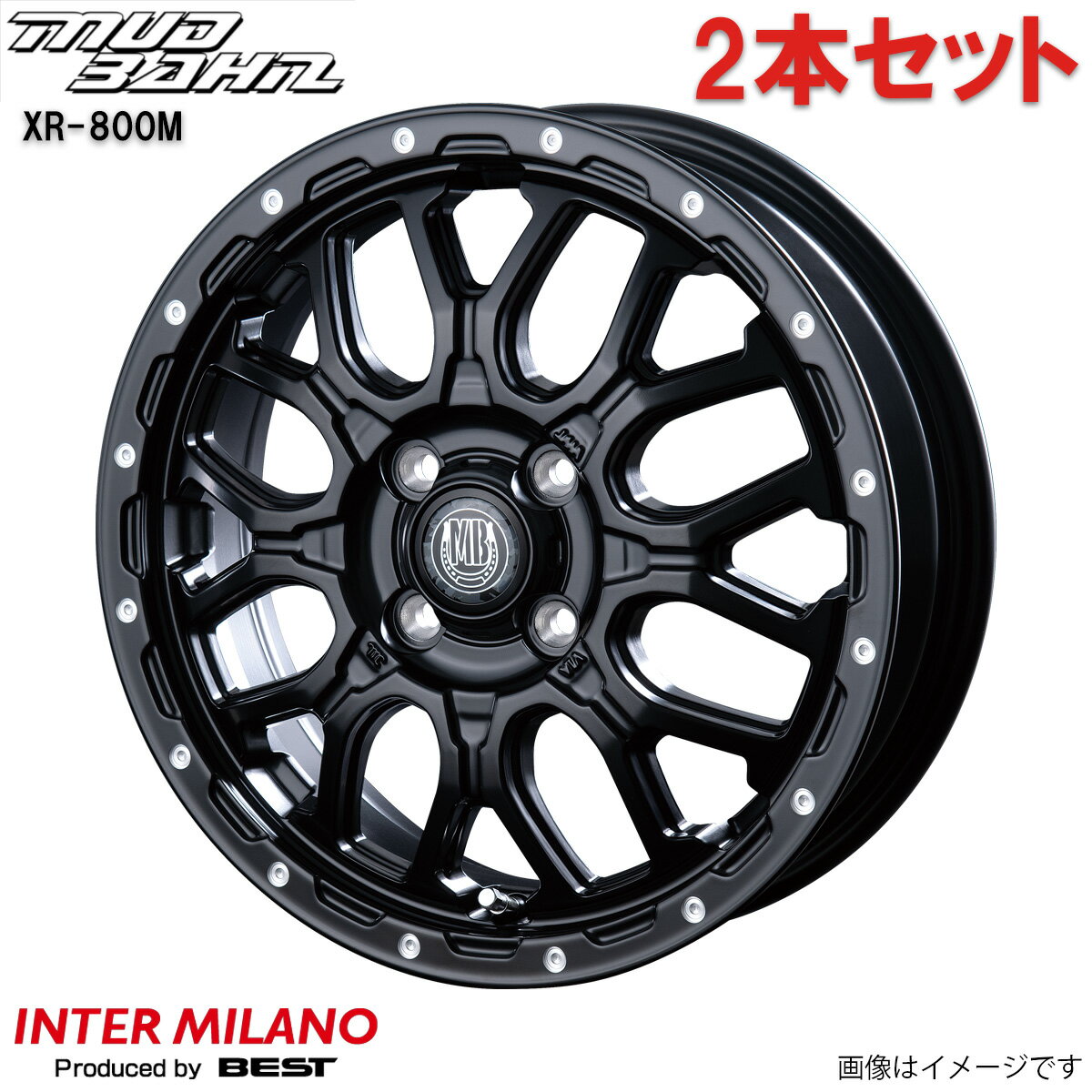 アルミホイール アクセラ/アクセラスポーツ BM系/BY系 マツダ インターミラノ マッドバーン XR-800M 2本 18インチ 5穴 【18×7.5J 5-114.3 INSET48 マットブラック/ピアスポリッシュ(MBK/PP)】