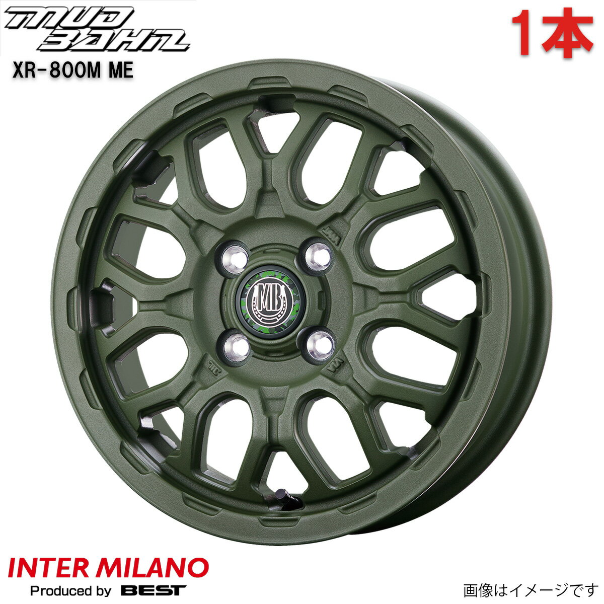 アルミホイール モコ 22系 ニッサン インターミラノ マッドバーン XR-800M ME 1本 単品 14インチ 4穴 【14×4.5J 4-100 INSET45 チッピンググリーン(CGR)】