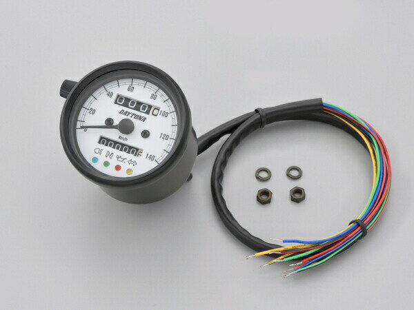 デイトナ 機械式スピードメーター φ60 ホワイトLED照明 ブラックボディ/ホワイトパネル 15628 DAYTONA