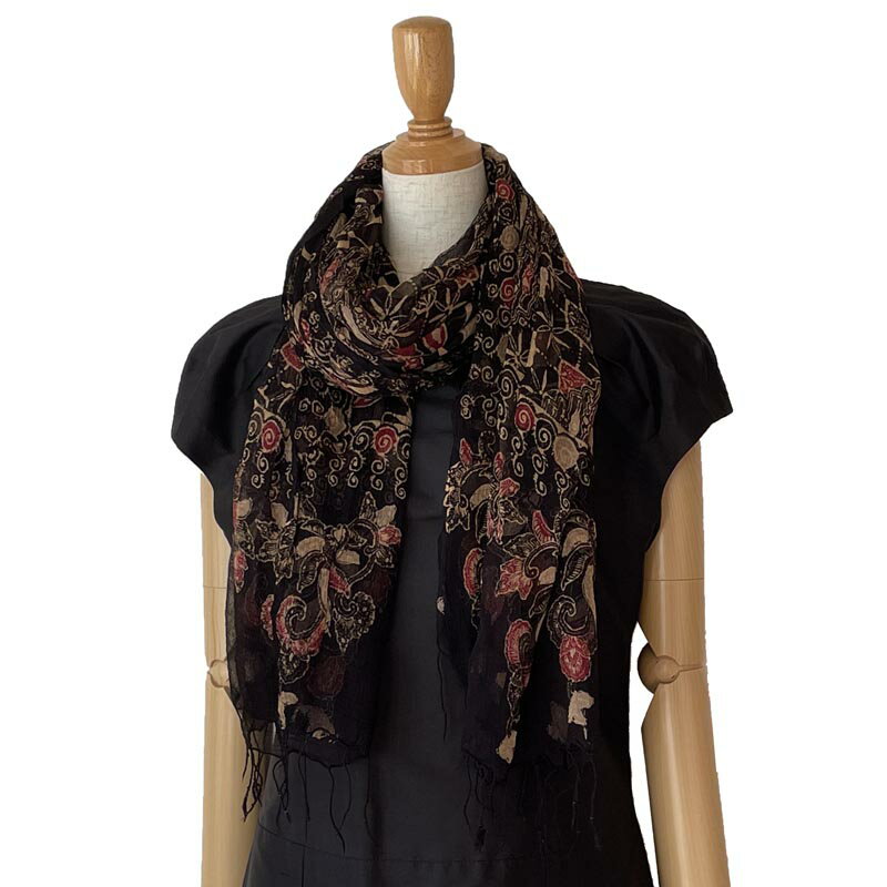 ジャワ更紗多色染めシフォンストール〜ラージサイズ〜 母の日ギフト 誕生日プレゼント 送料無料