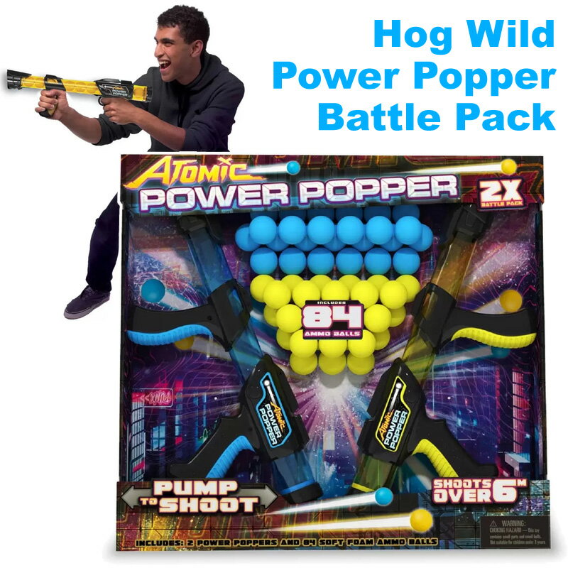 【 Hog Wild 】 ホグ ワイルド パワーポッパー バトルパック【 ブルー＆イエロー 】コストコ サバゲー 銃 おもちゃ 男の子 シューティング エアガン 射撃 射的 セット 銃 安全ボール 弾 スポー…