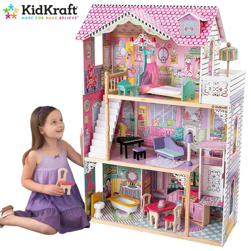 あす楽 送料無料【KidKraft キッドクラフト】アナベルドールハウス【 コストコ通販 】エレベーター ベッド 階段 正規品 おままごと ままごとセット ミニチュア 木製 おもちゃ 誕生日 クリスマス プレゼント ミニチュア家具 Kid Kraft Annabelle Doll House COSTCO