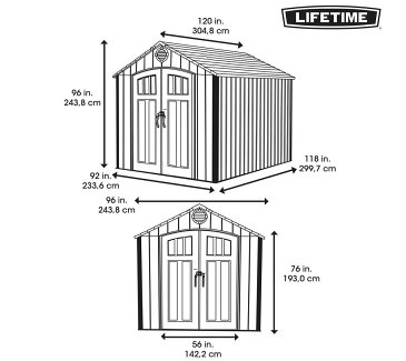 LIFETIMEライフタイム 屋外倉庫 大型物置 キングサイズ 屋外物置 245cm×305cm 8' X 10' Ft組立て式　大型物置/倉庫（樹脂製）代引き不可