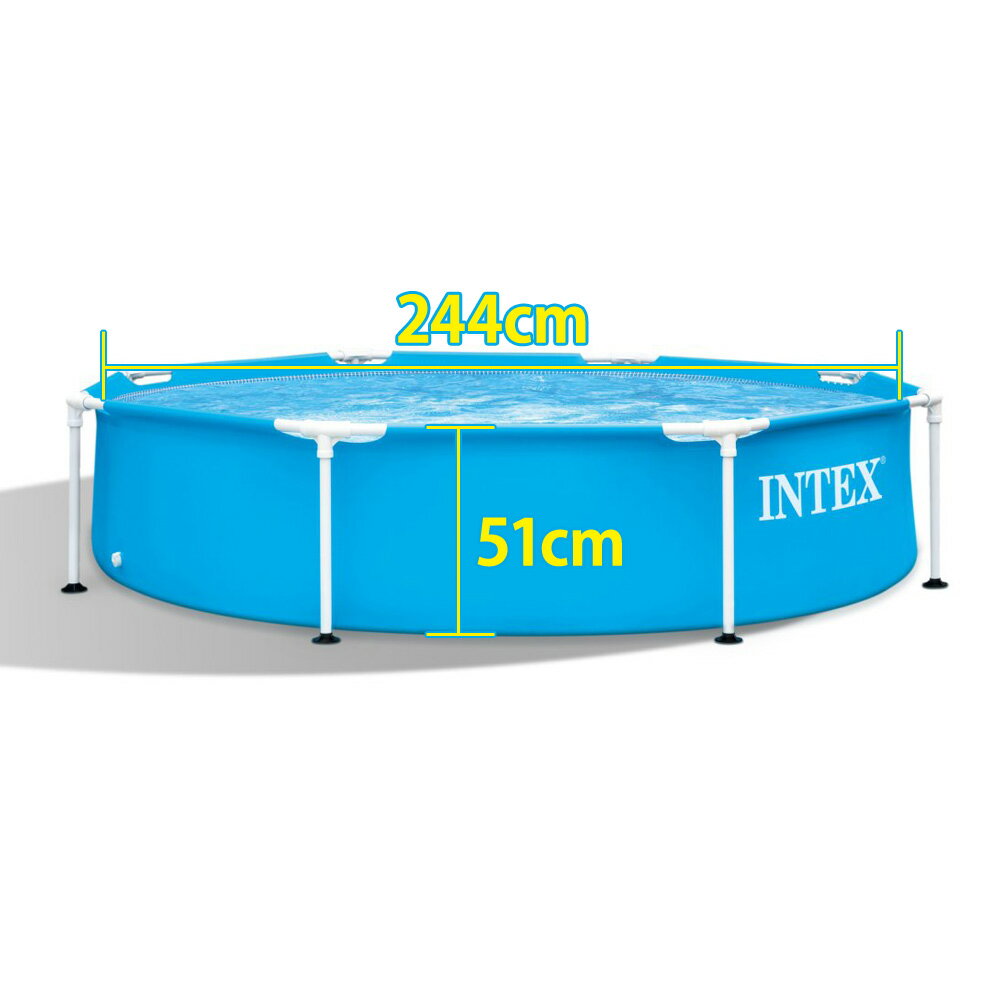 あす楽【送料無料】【INTEX インテックス】【カバーなし】丸型 メタルフレームプール 244cm プール レクタングラープール 2.5メートル 空気入れ不要 大型