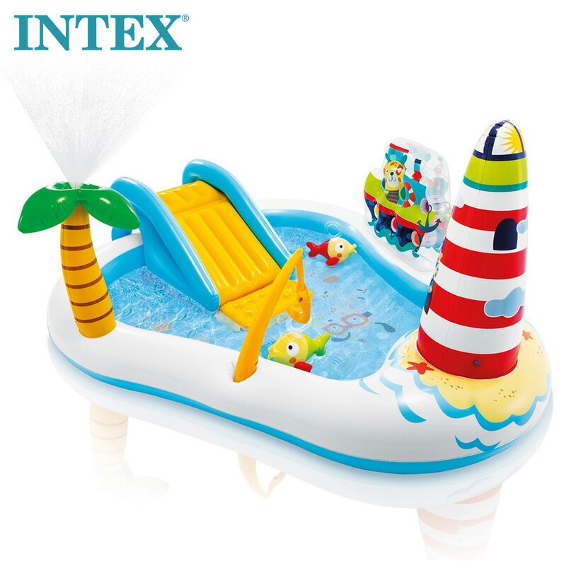 【 INTEX インテックス 】 フィッシングファンプレイセンター プール #57162ビニールプール 噴水 シャワー 滑り台 キッズプール 子供用 家庭用 ファミリー 親子INTEX fishing fun play center Pool 57162EP おもちゃ あす楽のサムネイル