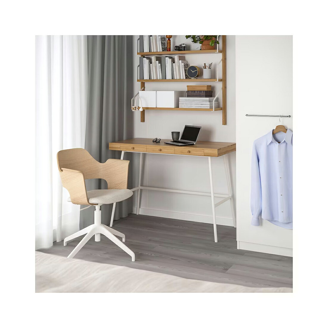 人気商品!【 IKEA イケア 】 LILLASEN リルオーセン 602.782.88デスク ドレッサー 竹 バンブー 102cm×49 cmナチュラル ホワイト 北欧テイスト 簡単組み立て 簡単組立 サスティナブル おしゃれ インスタ映え 映え インテリア 寝室 書斎 テレワーク 在宅ワーク [2]