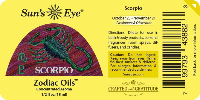 【 Sun's Eye 】サンズアイ scorpio 蠍座 さそり座 15ml ゾディアック オイル西洋 占星術 12星座 スコーピオ スコルピウス ビーガン アロマ ボディ フレグランス ディフューザー エッセンシャルオイル フレグランスオイル 高濃度 ブレンド キャラメルカフェ 通販