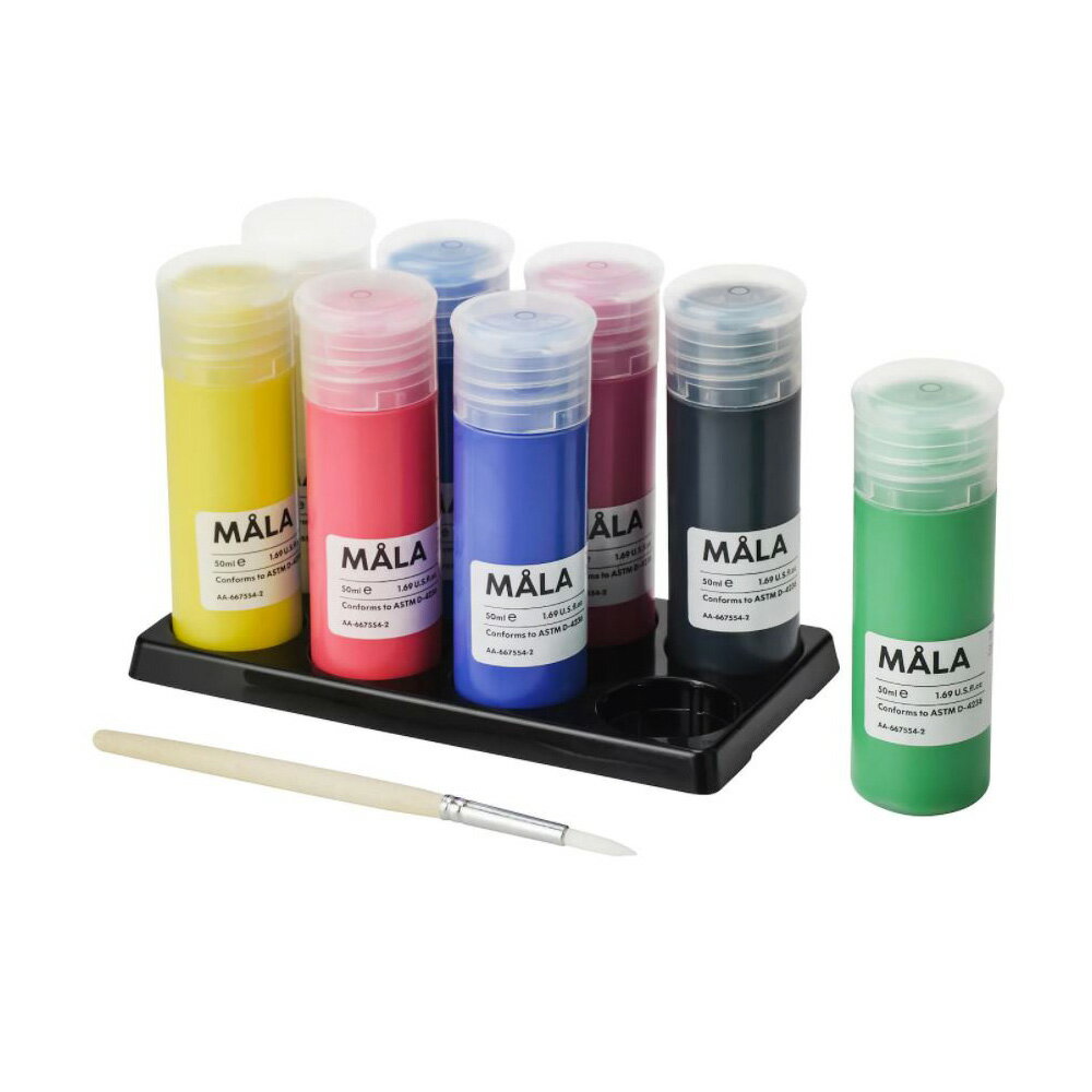 【 IKEA イケア 】 MALA モーラ #40477613 絵の具 アソートカラー 8ピース 8色パレット 筆 ブラシ おもちゃのサムネイル
