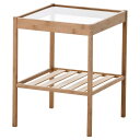 【 IKEA イケア 】 NESNA ネスナ ベッドサイドテーブル 202.471.28サイドテーブル ナチュラル 竹製 強化ガラス 20247128 インテリ...