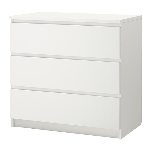 【送料無料】【IKEAイケア】MALM チェスト（引き出し×3） 80×78cm【ホワイト】