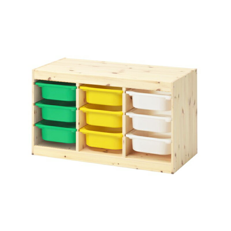 今だけIKEAのエコバッグプレゼント★送料無料【IKEAイケア】トロファスト 子供用家具TROFAST収納コンビネーションパイン材/イエロー/グリーン/ホワイト PY-G3Y3WS3