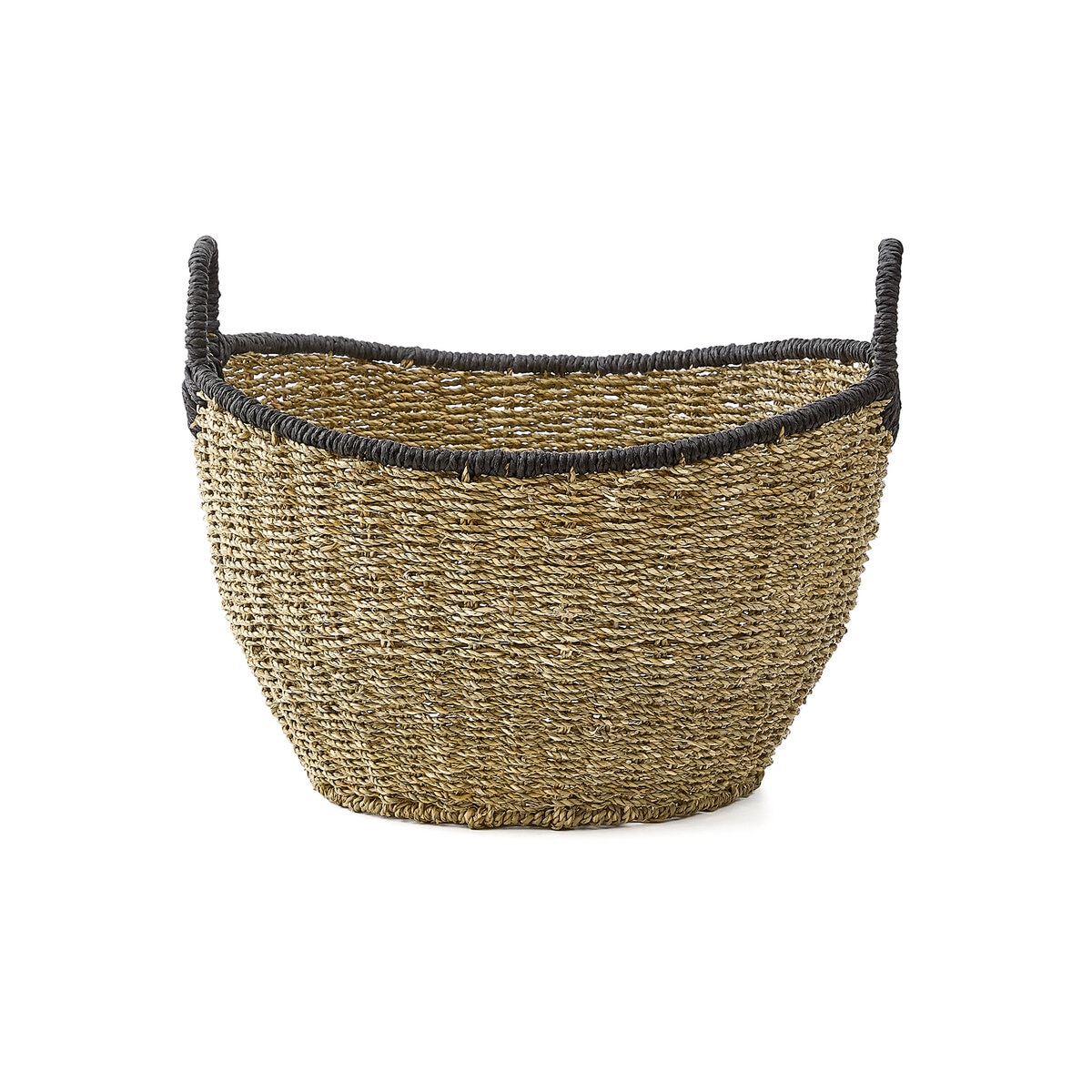 バウムエセックス 大型収納バスケット 収納箱 収納かご 天然シーグラス製 丈夫なメタルフレーム 持ち運びやすいカットアウトハンドル 部屋収納 リビング 衣類整理 幅48.26cm 奥行38.1cm 高さ30.48cm おしゃれ インテリア