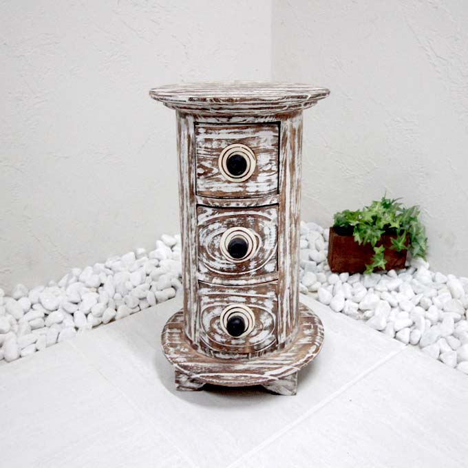 おしゃれ 丸型 チェスト 3段(3)