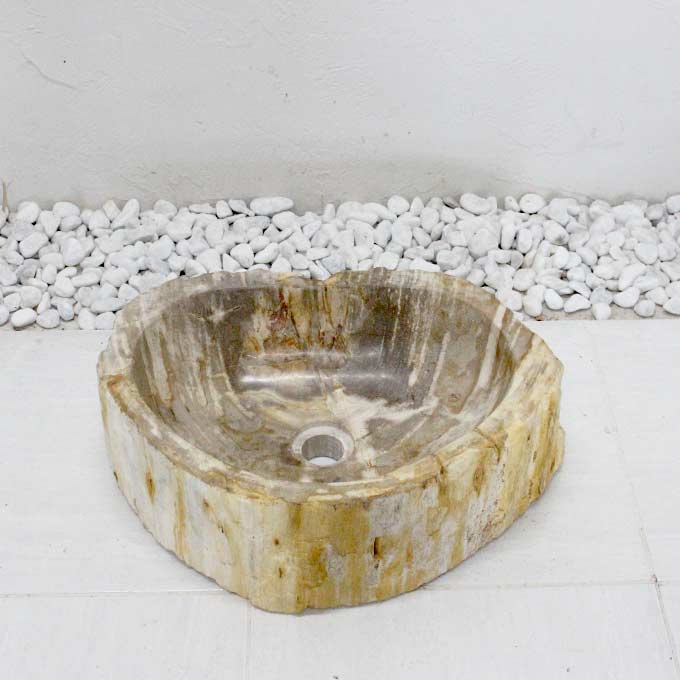 洗面ボウル ウッドストーン 木の化石 W50cm 受け皿 手洗い鉢 洗面台 バリ風 インテリア エクステリア