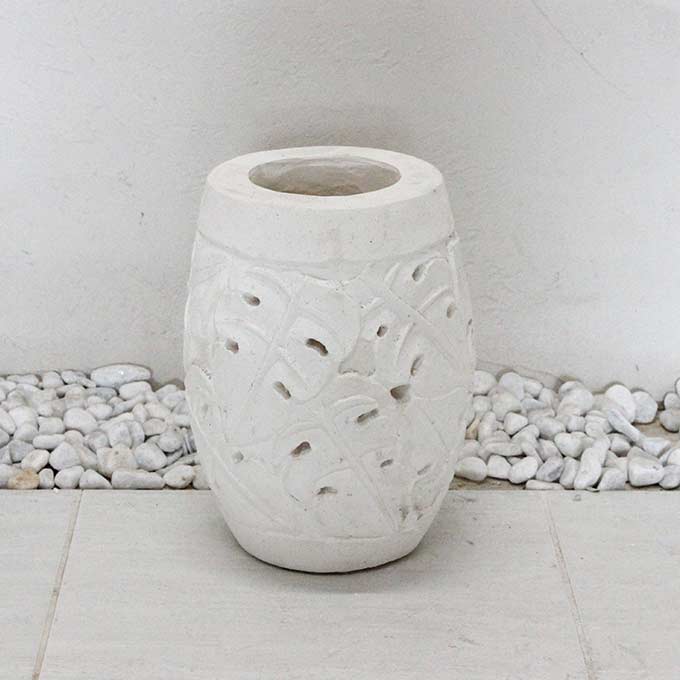 バリ風大型プランター植木鉢ホワイト...