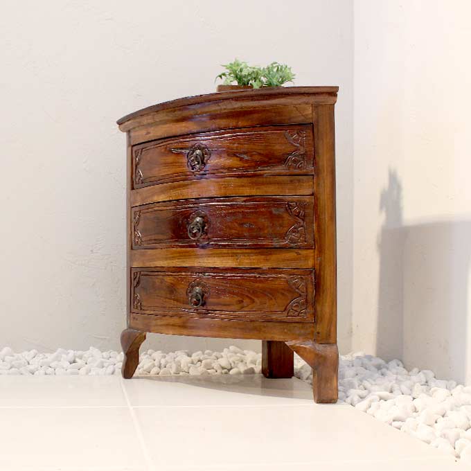 サイドチェスト H58×W55 バリ風 チーク家具(3)