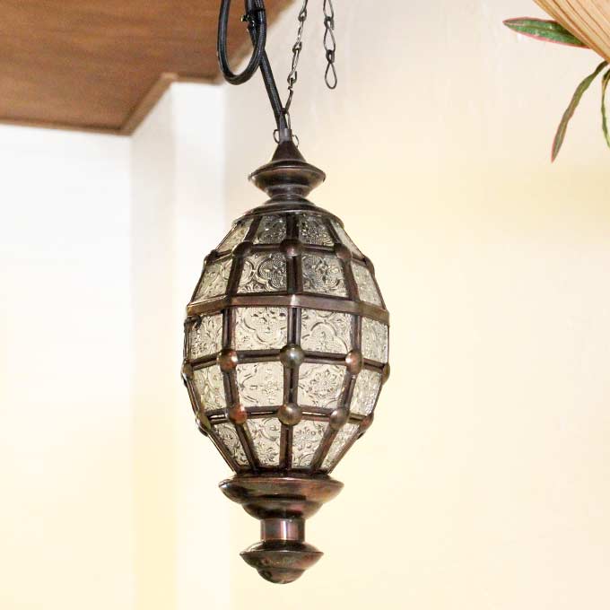 アンティーク風 レトロなペンダントライト クリア 天井 照明 おしゃれ バリ風ライト