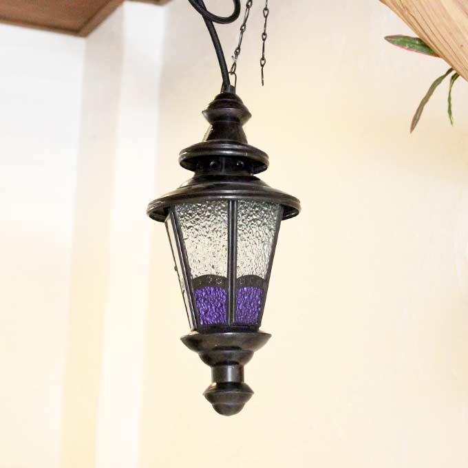 アンティーク風 レトロなペンダントライト パープル 天井 照明 おしゃれ バリ風ライト