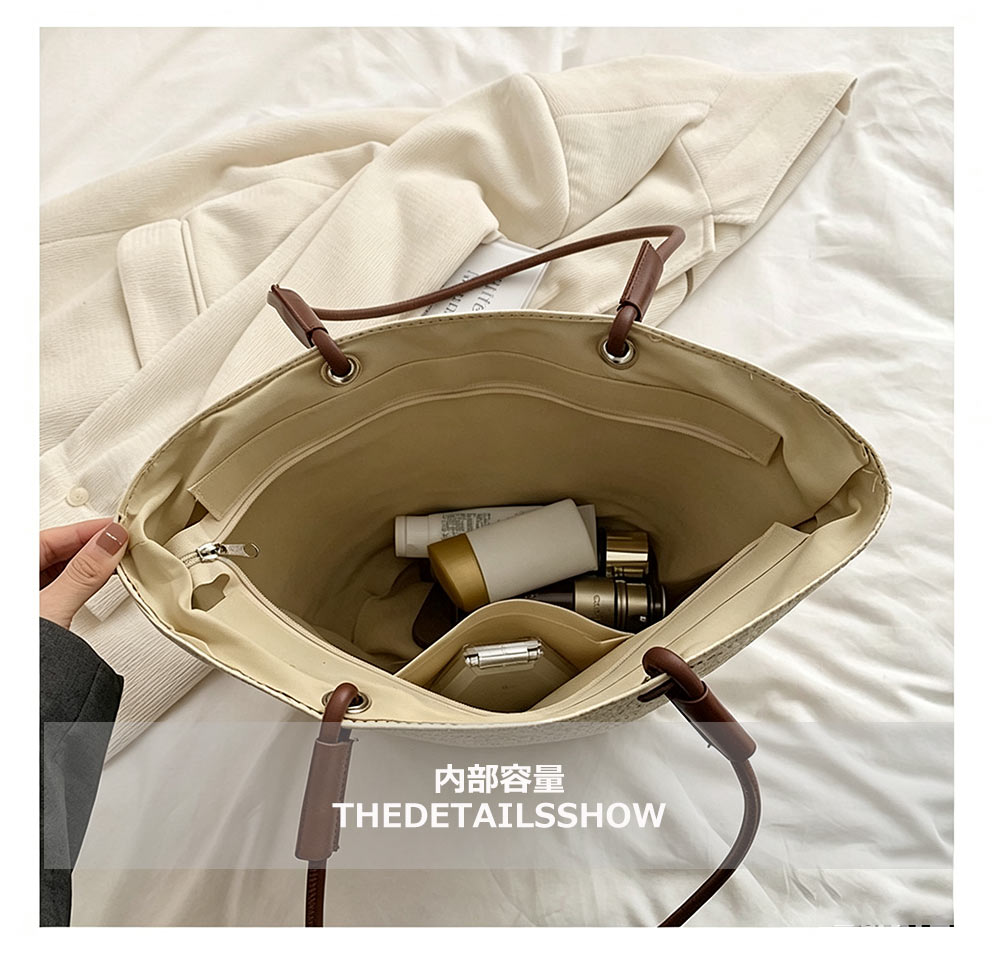 バッグ レディースバッグ 草編みバッグ レディース草編みトートバッグ トートバッグ エコバッグ カゴバッグ 肩掛けバッグ メッシュバッグ 夏バッグ サマーバッグ 旅行バッグ 肩掛け 手持ち 鞄 春 夏 海 大容量 軽量 編み 通勤 通学 旅行 carancoron-10000446 caran coron サンプル画像3