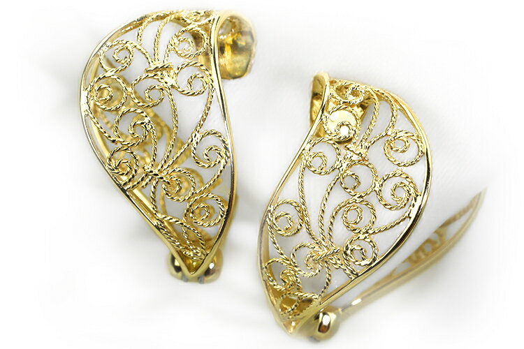 K18フープイヤリング ピアリング(20mmアラベスク)(18金 18k ゴールド製)(7723*1)