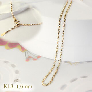 K18　6面カット小豆ネックレス(45cm　幅1.6mm　スライドAJ)(ngks4516)のサムネイル