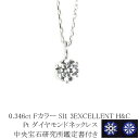 0.346ct Fカラー SI1 3EXCELLENT H&C プラチナダイヤモンドネックレス 【中央宝石研究所H&C 鑑定書付】 (6本爪 一粒 トリプルエクセレントカット ハートキューピット ダイヤ ペンダントネックレス)