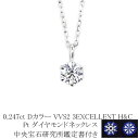 0.247ct　Dカラー　VVS2　3EXCELLENT　H＆C　プラチナダイヤモンドネックレス　【中央宝石研究所H&C 鑑定書付】　(6本爪 一粒 トリプルエクセレントカット ハートキューピット ダイヤ ペンダントネックレス)