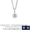 0.273ct　Dカラー　VVS2　EXCELLENT　H＆C　プラチナダイヤモンドネックレス　【中央宝石研究所H&C 鑑定書付】　(6本爪 一粒 エクセレントカット ハートキューピット ダイヤ ペンダントネックレス)