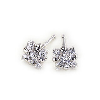 プラチナ(Pt900)ダイヤピアス(0.3ct)(フラワー、結晶)(120222*2)