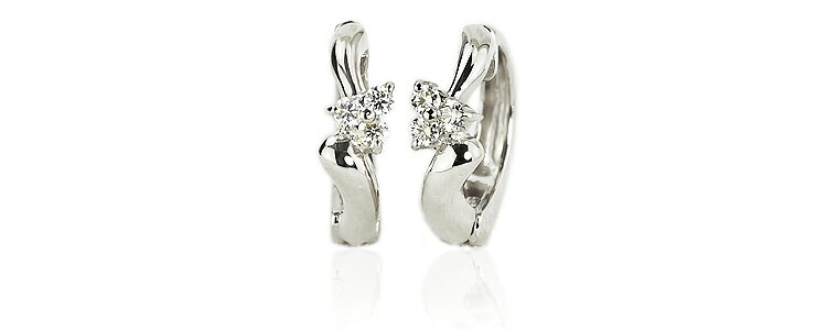 ジュエリー専門店CaratのK18WGホワイトゴールド/フープイヤリング(ピアリング)(ダイヤ0.08ct)(11.5mm)(18金 18k)(4419*1)｜アングル2