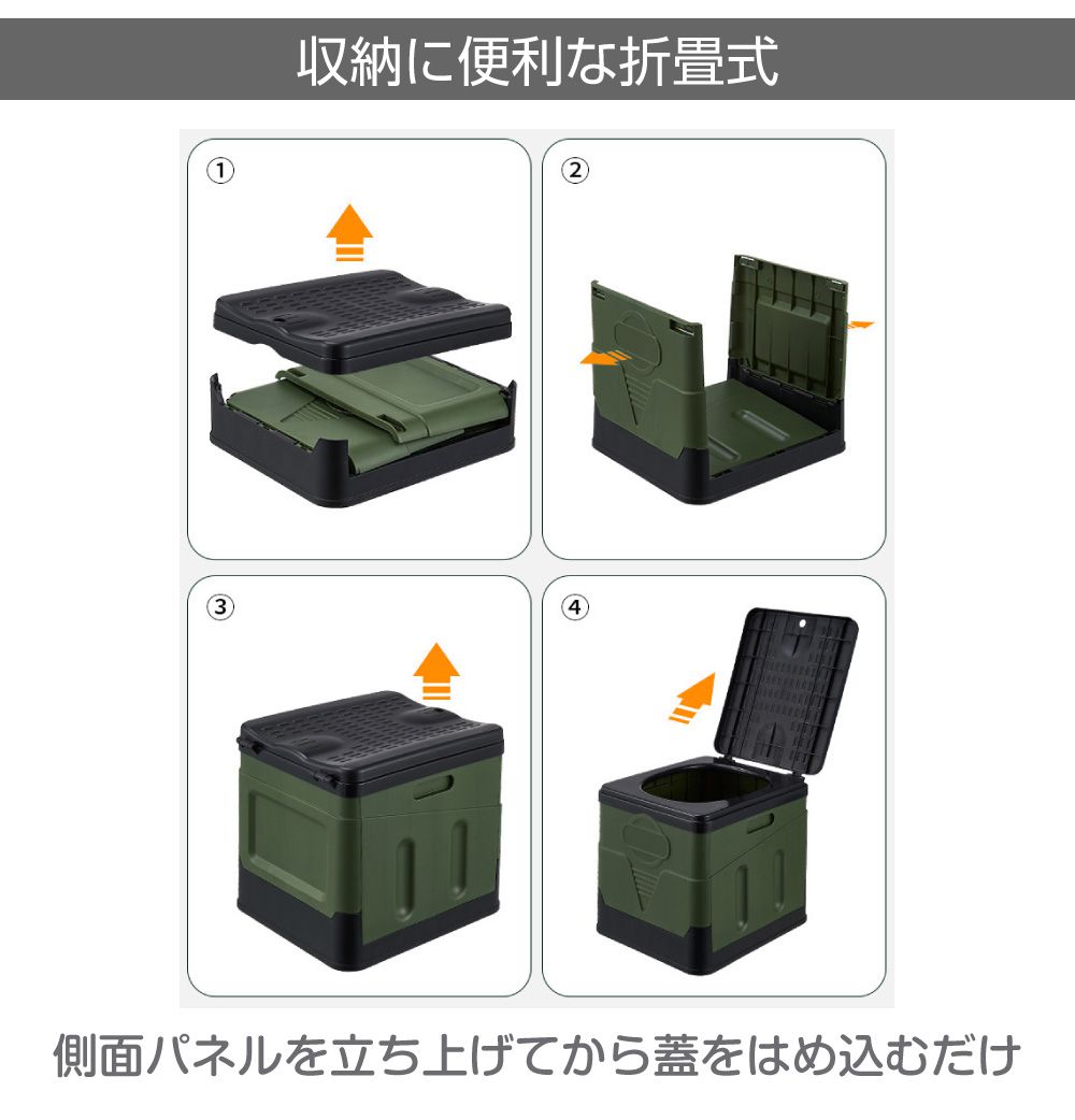 非常用 簡易 携帯 トイレ 折り畳み式ボックス簡易トイレ 全3カラー AWD-FTDX | ＼高強度 ボックス型／ アウトドア 防災 避難所 災害 地震 女性 震災 災害時 キャンプ 持ち運び コンパクト 折りたたみ トイレ 3