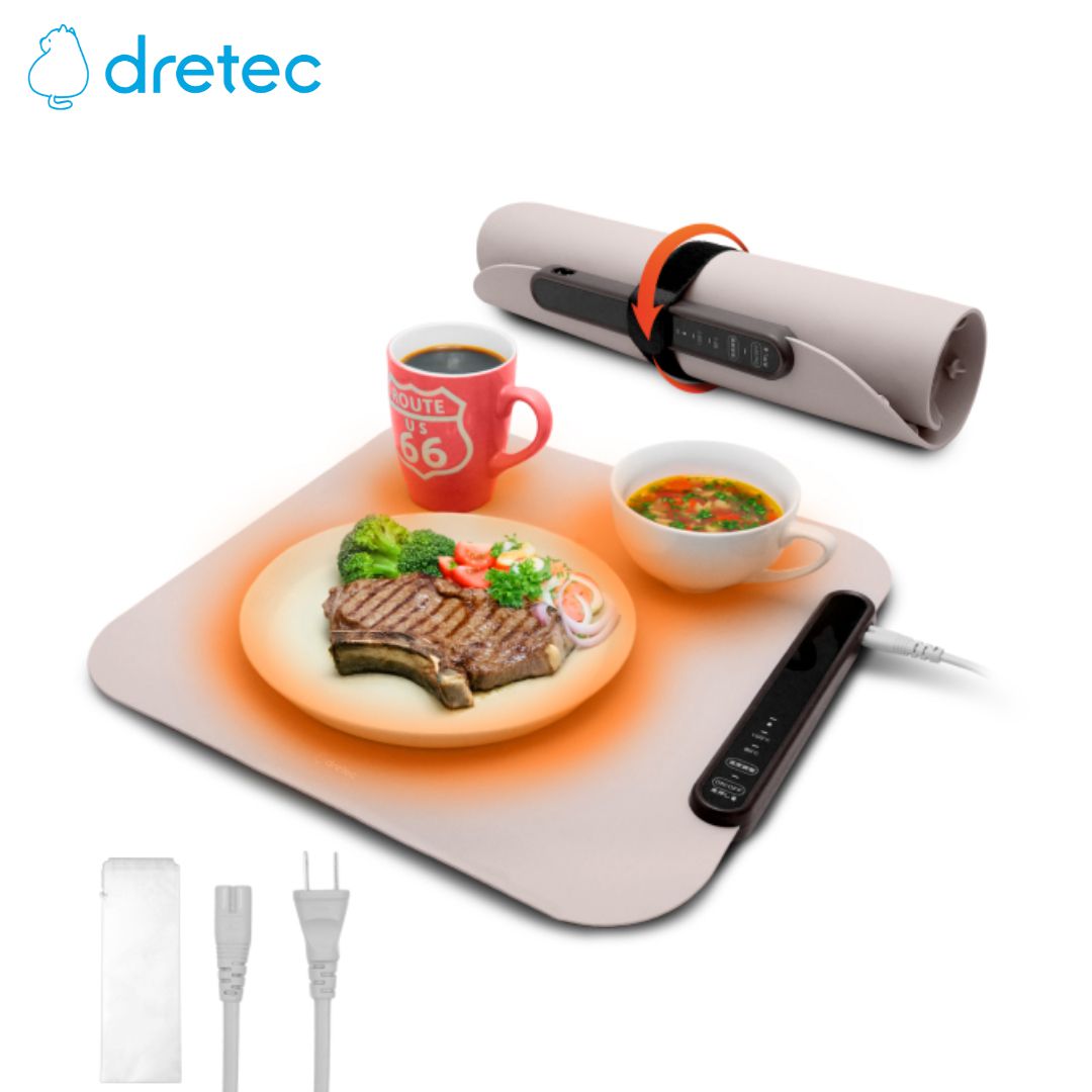 dretec フードウォーマー ホッとマットまる ベージュ WM-100BE | ドリテック 料理 保温 マット フードウォーマー 保温マット 保温プレート 冷めない おかず 弁当 温熱機 保温テーブル コンパクト