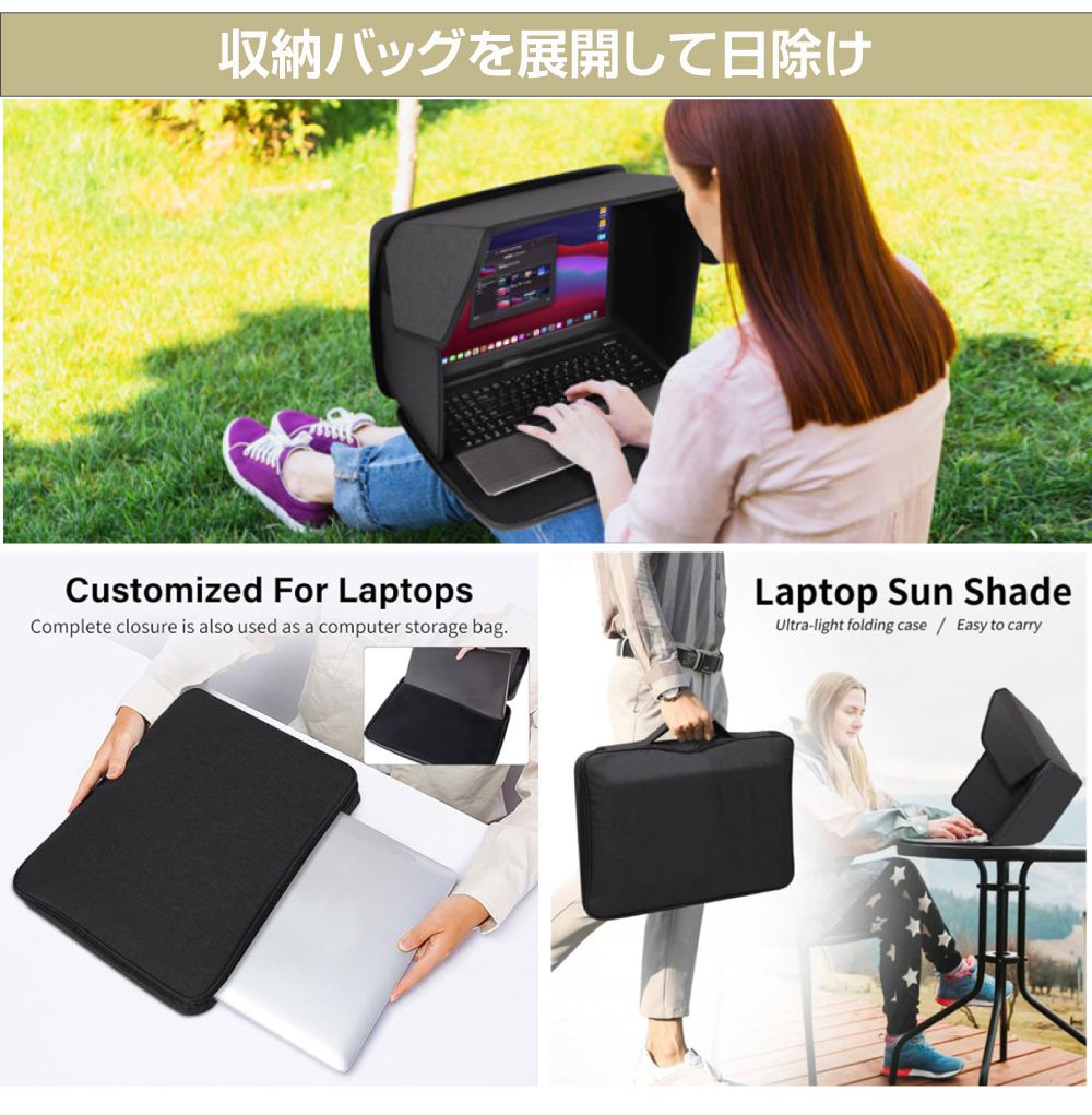 PCケース 16インチ ノートパソコンケース パソコンケース パソコン ケース バッグ サンバイザー付き 16インチ用 ブラック CZ-SRTC-16 日除け バイザー インナーケース カバー パソコンバッグ シンプル 丈夫 衝撃吸収 多機能 リモートワーク caraz2-10020924 キャラッツ楽天市場店 サンプル画像2