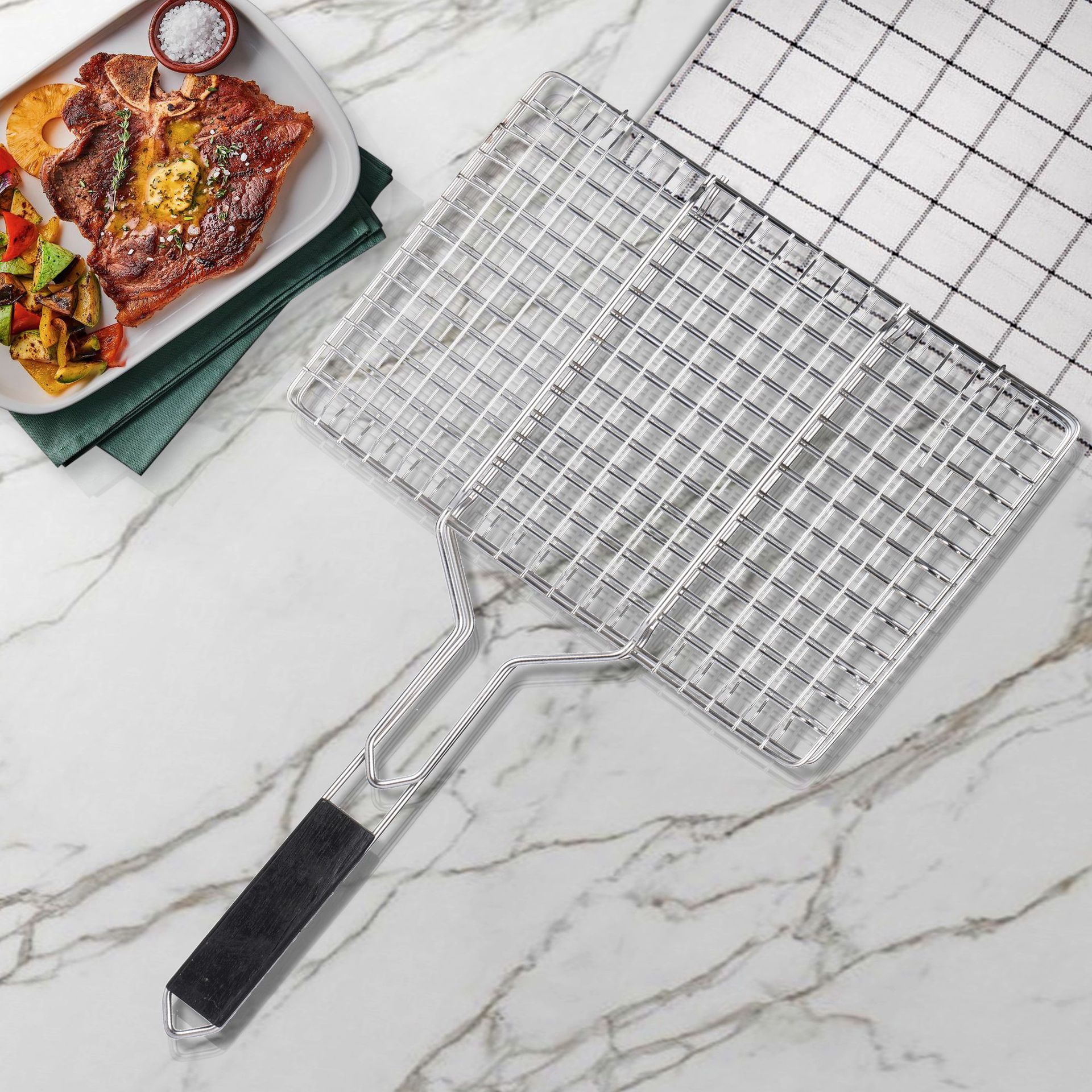 焼き網 バーベキューネット ステンレス BBQ網 サンマなどの魚焼き網 大変便利 挟み焼き 調理器具 BBQツ..