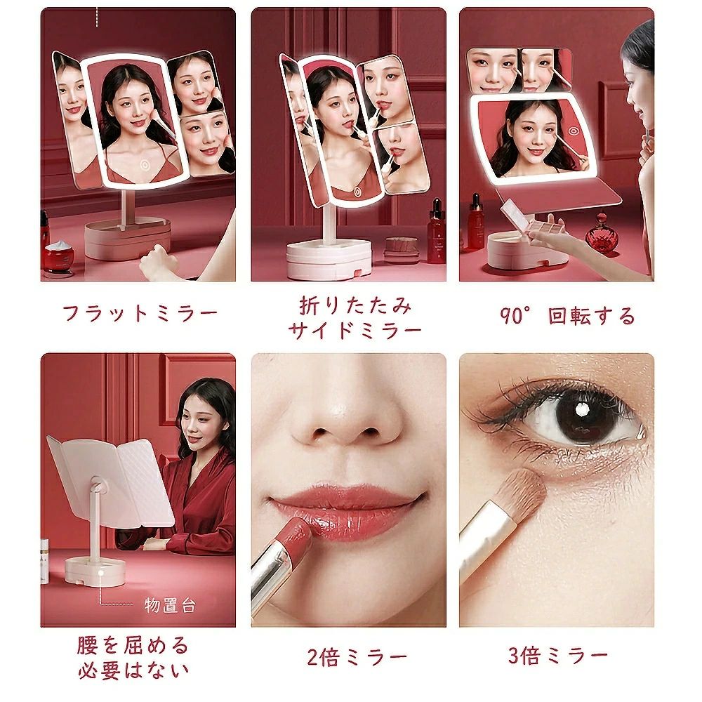 ��ͥ�ߥ顼 LED�饤���դ��ߥ顼 ���̶� �饤�ȥߥ顼 ���Ѷ� LED�ߥ顼 ����Ĵ�� ���å��ܥ��� �ޤꤿ���� �ɥ�å��� 270��Ω�ζ� �ϥ�������ƥ� ���� ���뤵Ĵ�� ���ߥ顼