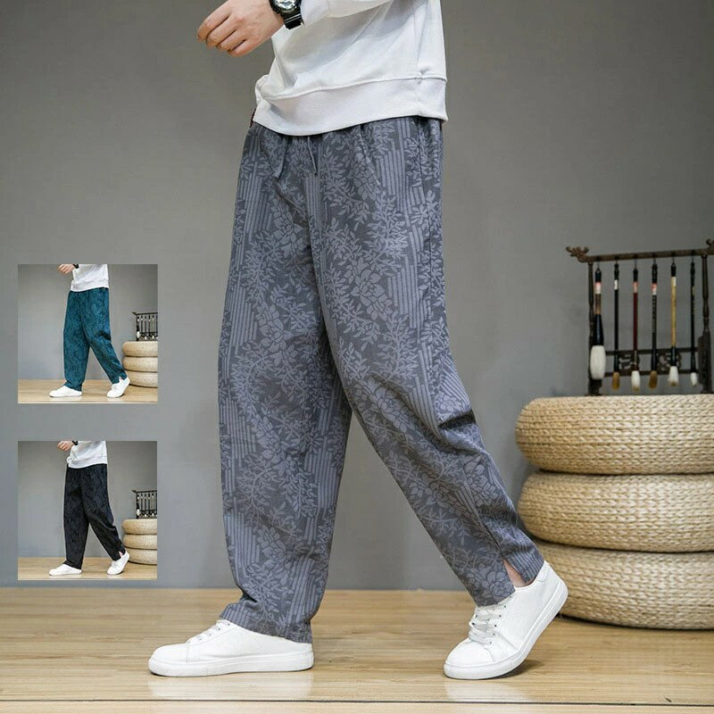 ストレートパンツ メンズ 総柄パンツ 夏 秋 おすすめ ワイドパンツ きれいめ フレアパンツ ズボン ストレッチ ルーズフィット ゆったり 春 チノパン