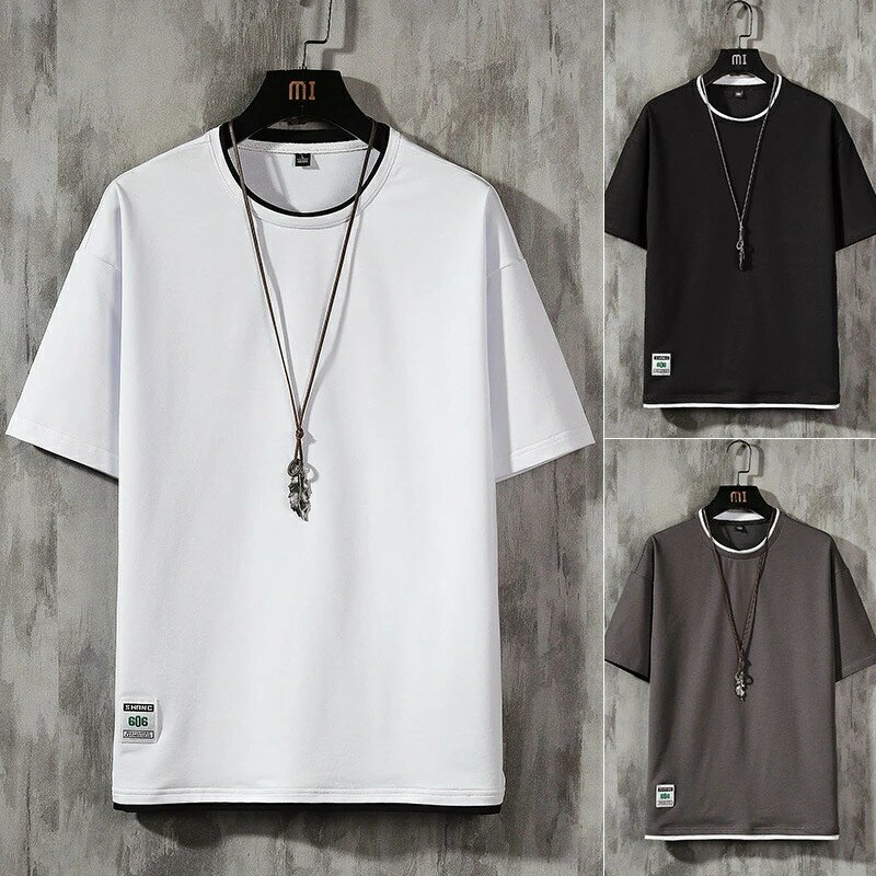 乐天商城 - 夏服 Tシャツ 半袖 半袖Tシャツ クルーネック メンズ 無地Tシャツ トップス ゆったり カジュアル