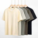 【夏限定】男女兼用 綿 半袖Tシャツ 無地 ゆったり丸首 夏用 厚手 吸汗速乾 通気性抜群 カジュアル 夏の定番 デザイン ゆったりリラックスフィット 夏用 型崩れ防止 シンプルデザイン 洗濯機対応 洗っても色落ちしにくい