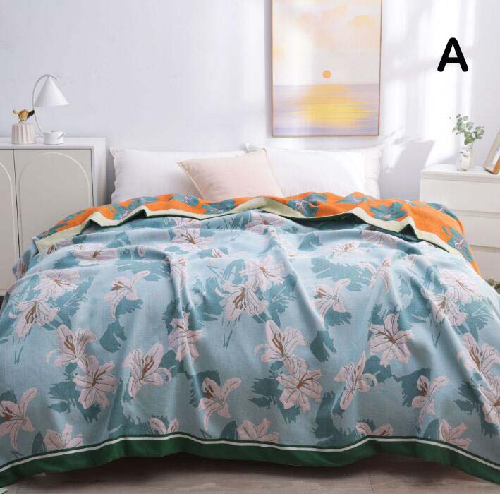 【送料無料】人気 ガーゼケット ソファーカバー 花柄 全9色 4重織 ガーゼ 綿100% 230x250cm クイーン キング 夏掛け布団 通気 吸水 タオルケット ソ肌掛け 軽量 柔らか 安眠 ブランケット 保育園 お昼寝 出産祝い プレゼント 洗濯可 エアコン対策 車中 冷房対策 [2]
