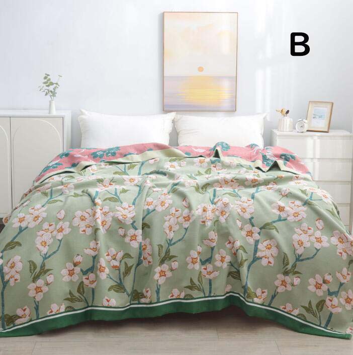 【送料無料】人気 ガーゼケット ソファーカバー 花柄 全9色 4重織 ガーゼ 綿100% 230x250cm クイーン キング 夏掛け布団 通気 吸水 タオルケット ソ肌掛け 軽量 柔らか 安眠 ブランケット 保育園 お昼寝 出産祝い プレゼント 洗濯可 エアコン対策 車中 冷房対策 [3]