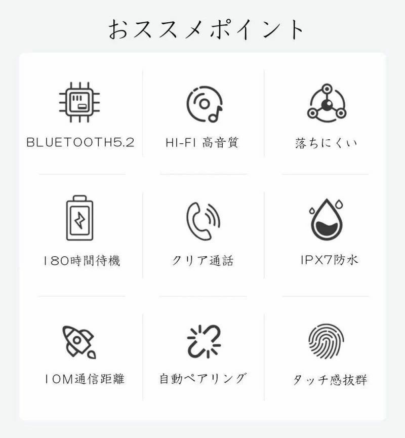 送料無料】ワイヤレスイヤホン bluetooth イヤホン Bluetooth5.2 ブルートゥース イヤホン ノイズキャンセリング 長時間再生 Hi-Fi 高音質 IPX7防水 スポーツイヤホン ハンズフリー 自動ペアリング 耳掛け 左右分離式 両耳 片耳 マイク内蔵iPhone/Android適用