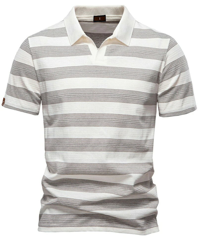 【送料無料】ポロシャツ メンズ 半袖 Vネック だんだら縞 サマー ゆったり 吸汗速乾 tシャツ 夏ポロ 大きいサイズ ワンポイント シニア トップス おしゃれ ゴルフウエア カットソー 通勤 紳士服 プレゼント 贈り物 メンズファッション